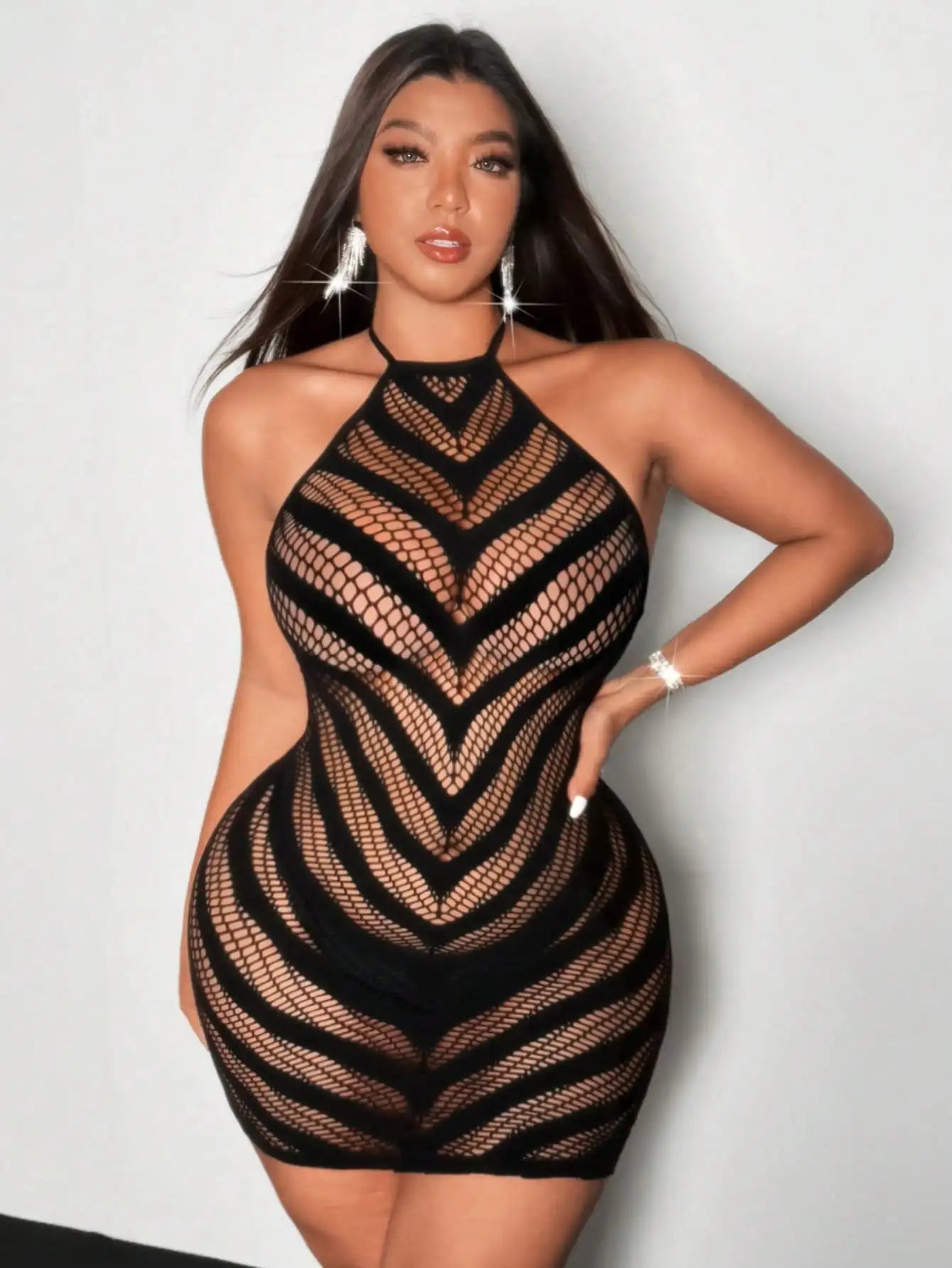 Robe Mesh Nocturna – Mini robe ajourée noire