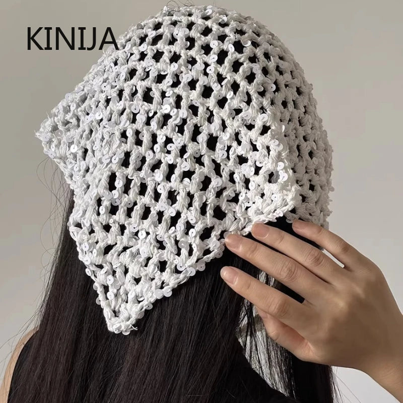 Foulard Soléa – Triangle crochet scintillant