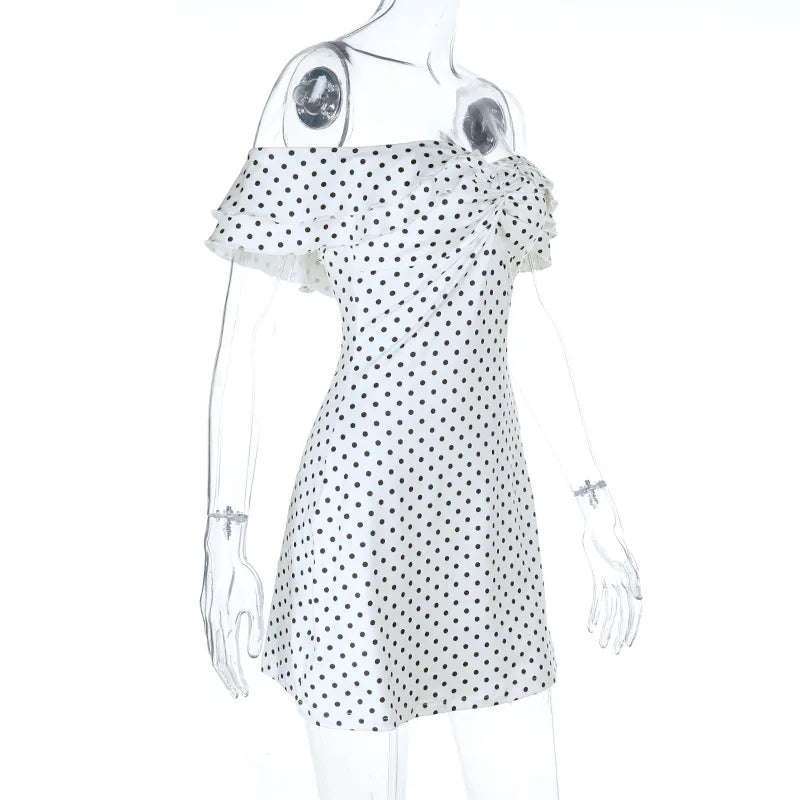 Robe Luma – Mini robe blanche à pois dos nu