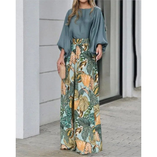 Pantalon Palazzo large imprimé Tropicale