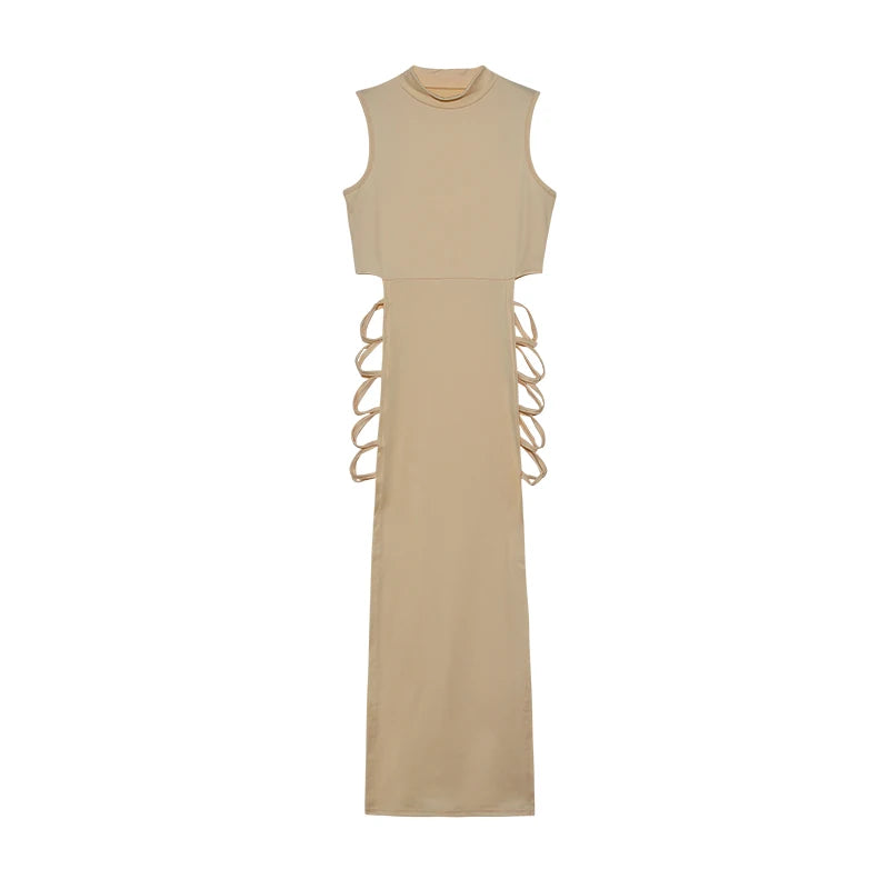 Robe Kiara longue ajourée à lacets sur les côtés