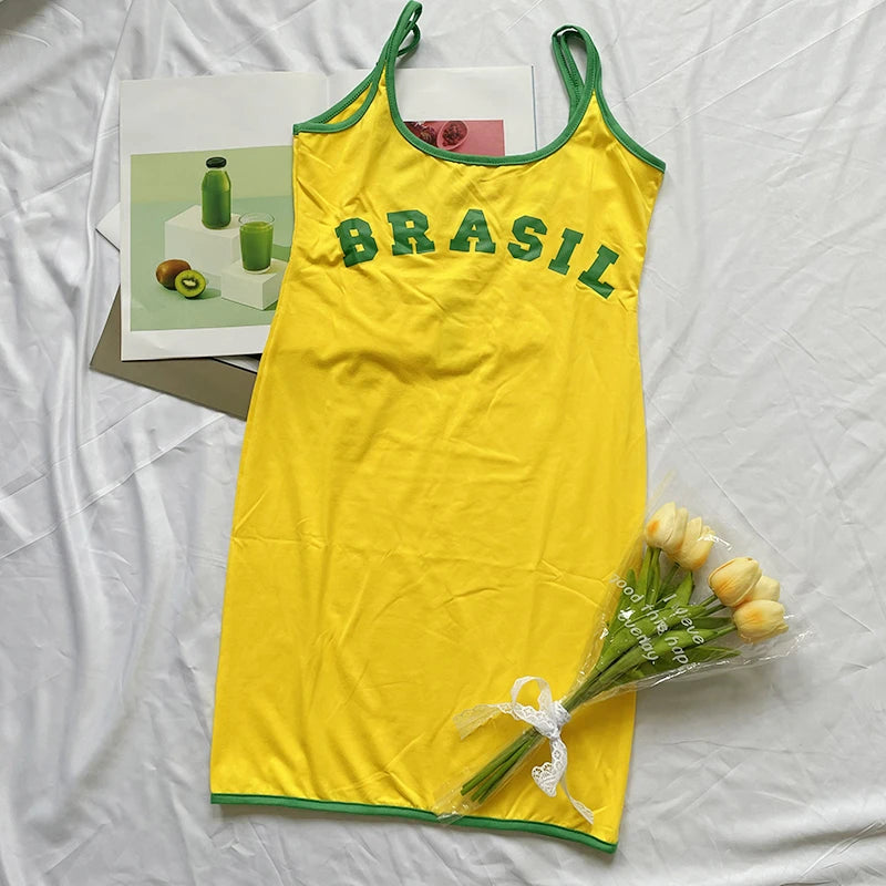 Robe Brésilienne Jaune "BRASIL" – Édition Summer Vibes