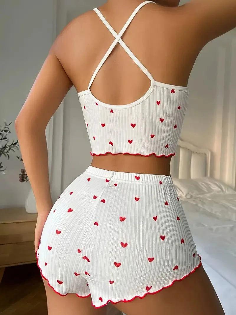 Ensemble Pyjama Cœur à Nœuds – Lingerie Douce & Fun