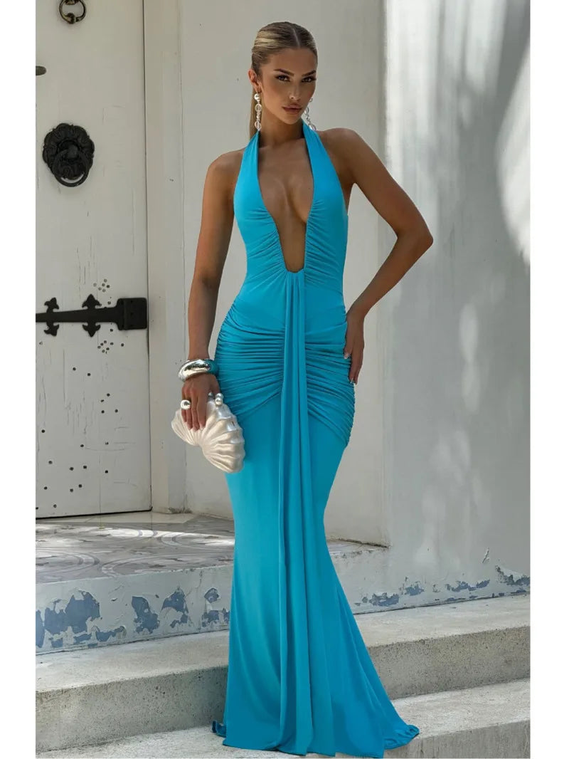 Robe longue Amaris – Décolleté drapé dos nu