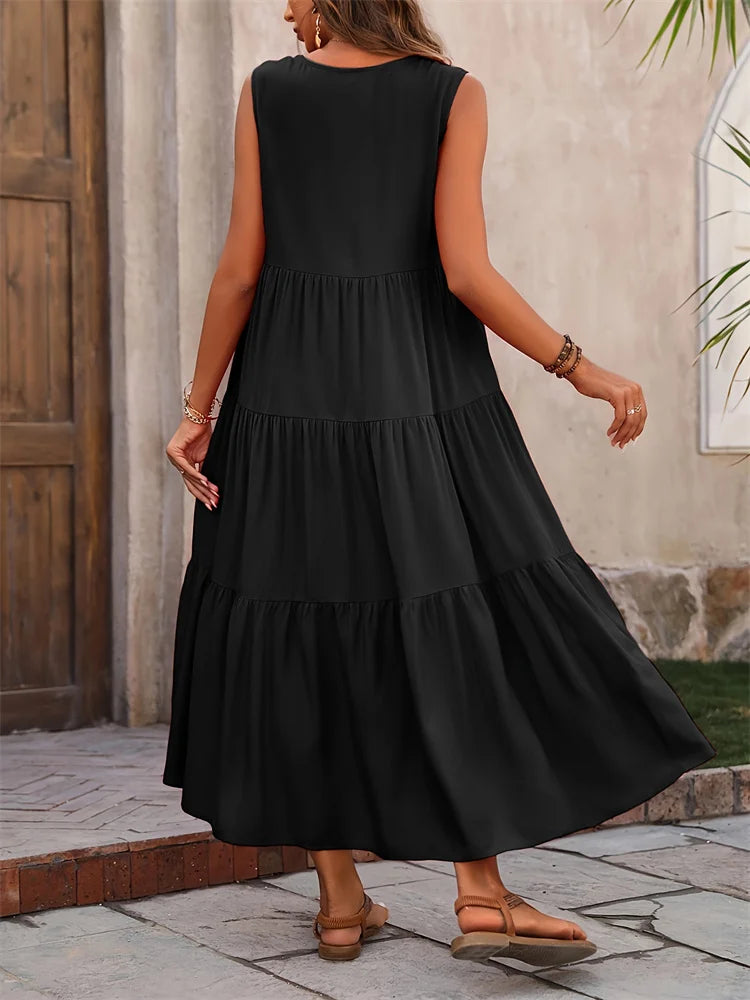 Robe longue d’été fluide Noire - photo produit 2