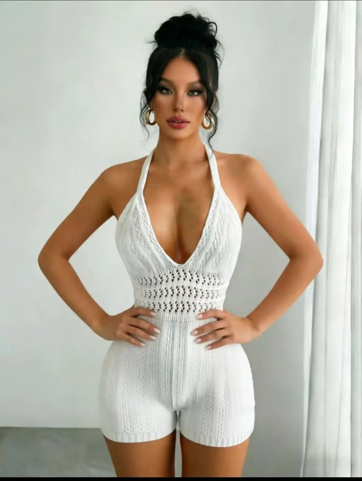 Combishort Aïna – Crochet blanc dos nu