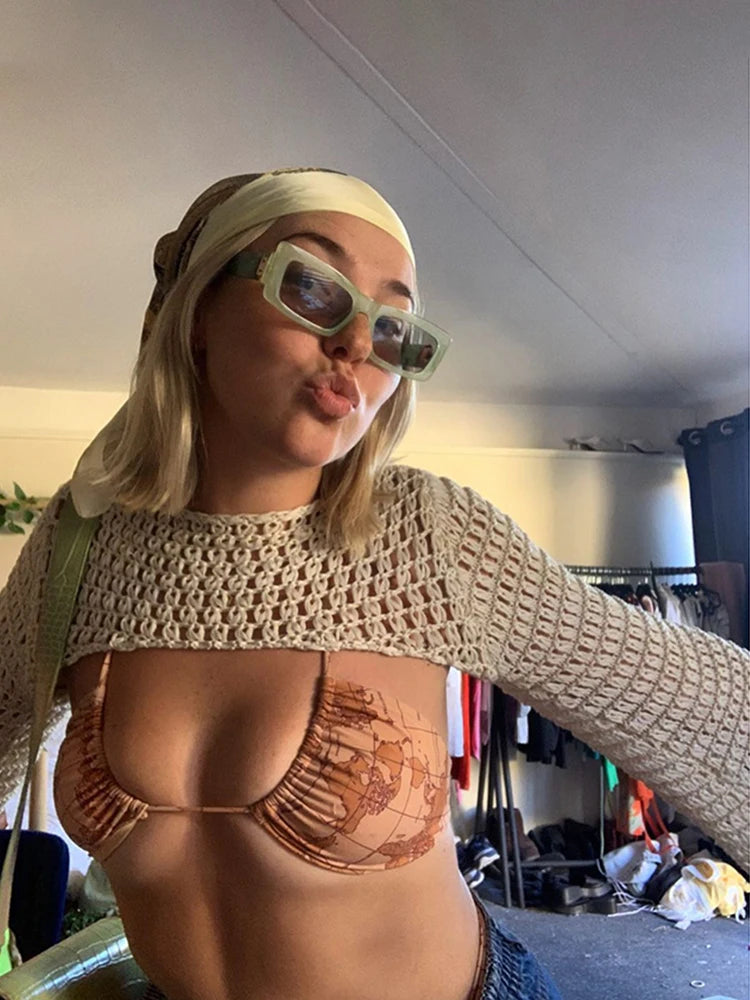 Détail maille ajourée top Maora en crochet