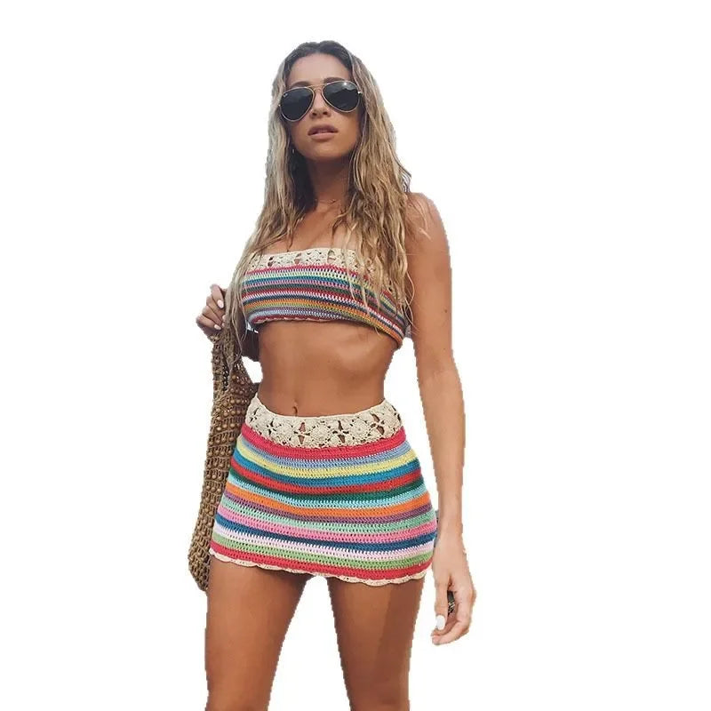 Ensemble crochet Amara deux pièces pour femme, tenue de plage estivale