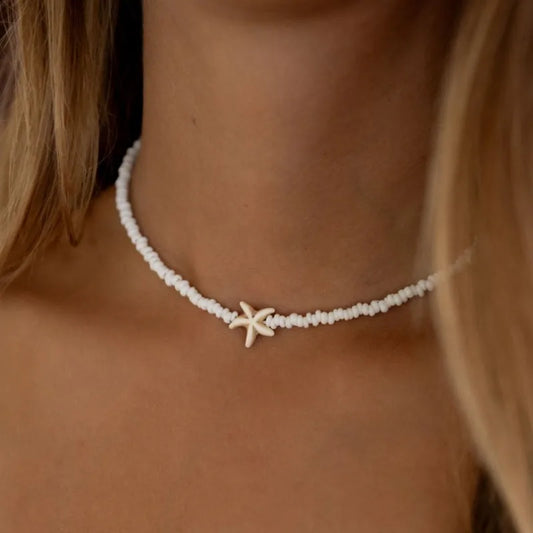 Collier Ras-du-Cou Perles & Pendentif Marin