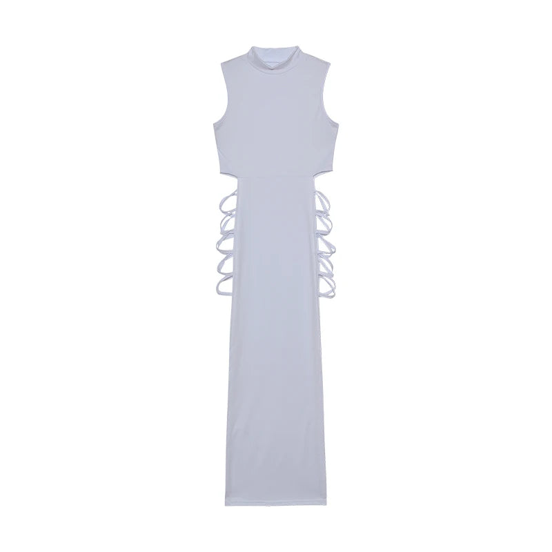 Robe Kiara longue ajourée à lacets sur les côtés