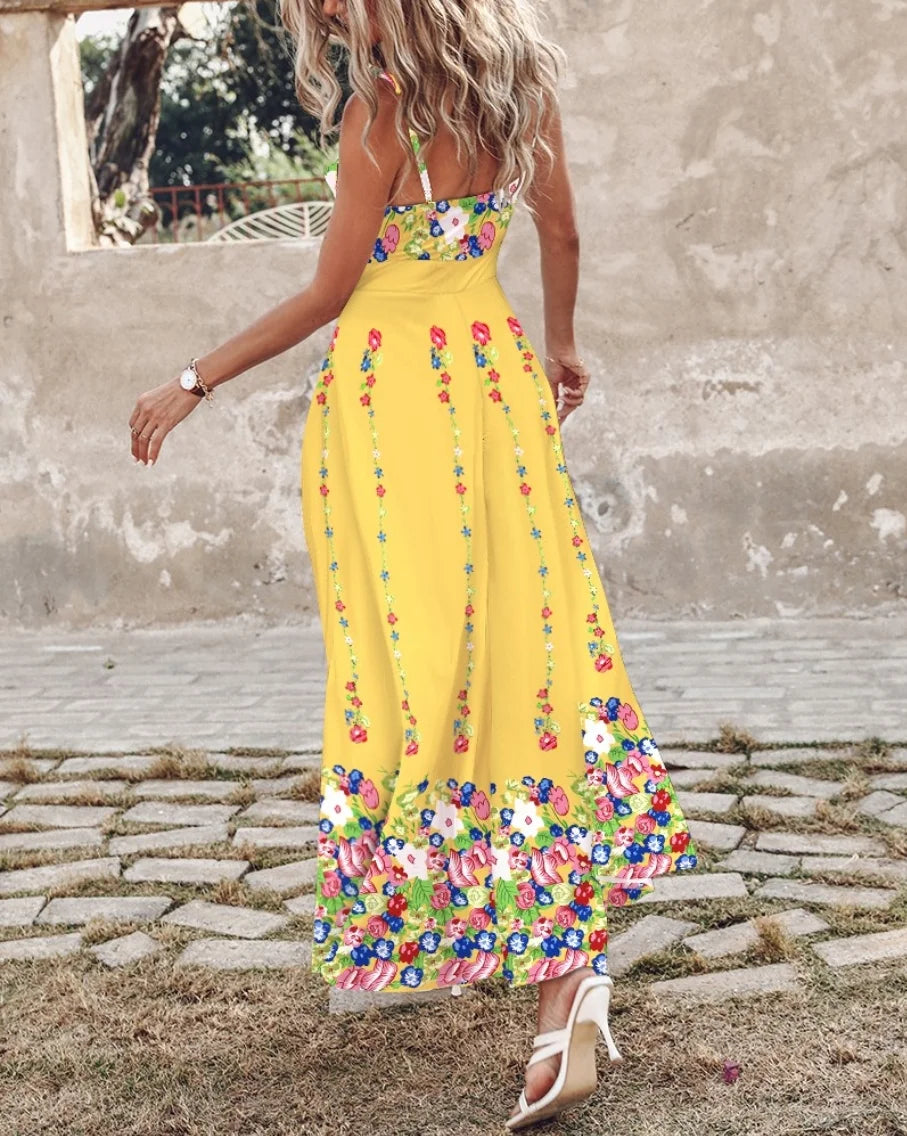 Robe Palm Sunset – Longue robe tropicale dégradée