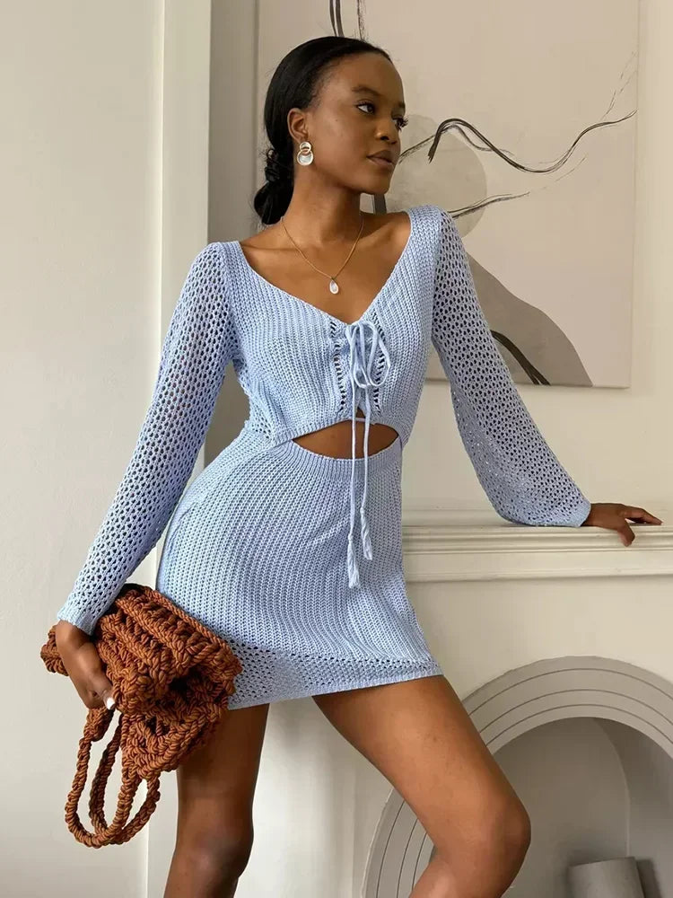 Robe crochet manches longues – Mylène