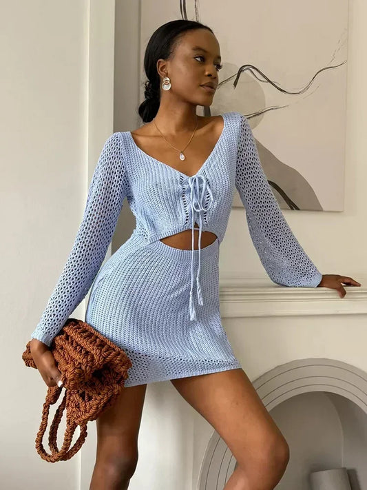 Robe crochet manches longues – Mylène