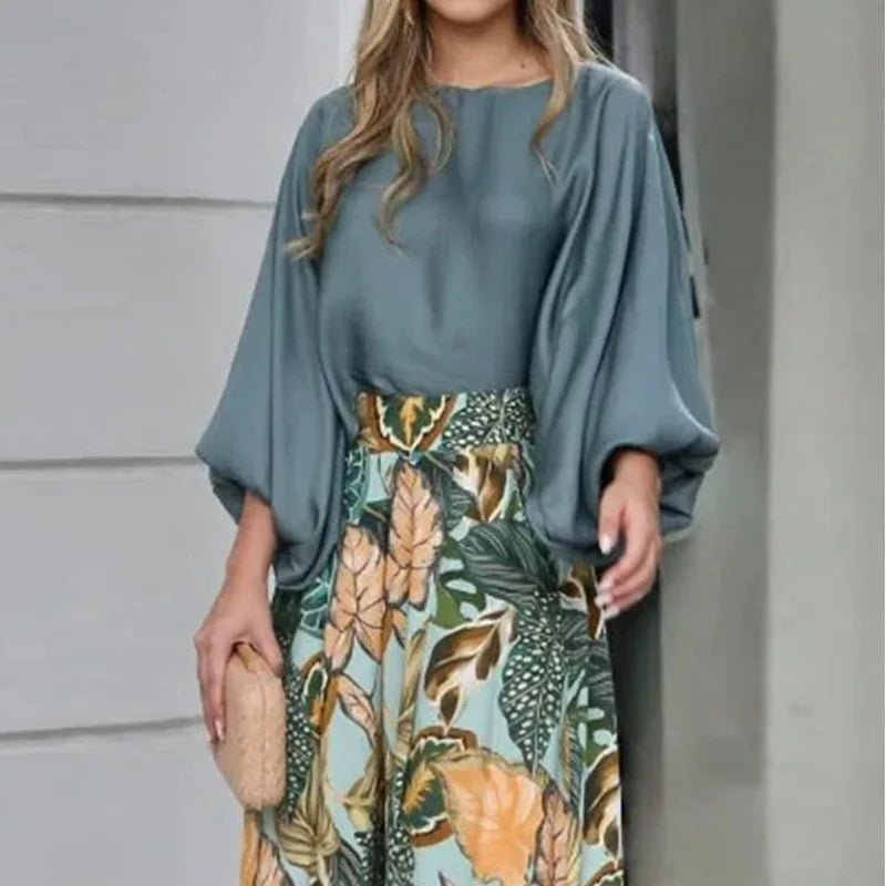Pantalon Palazzo large imprimé Tropicale