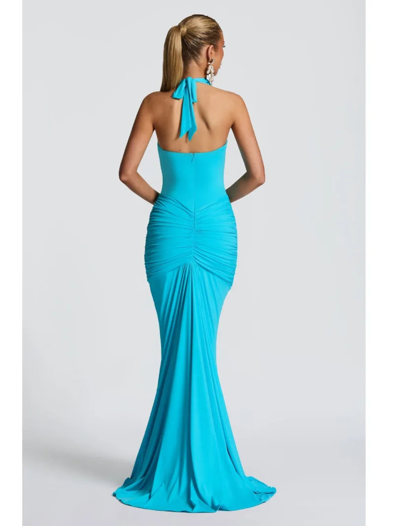 Robe longue Amaris – Décolleté drapé dos nu