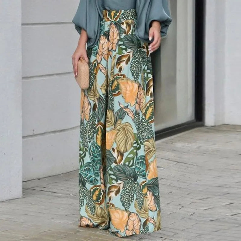 Pantalon Palazzo large imprimé Tropicale