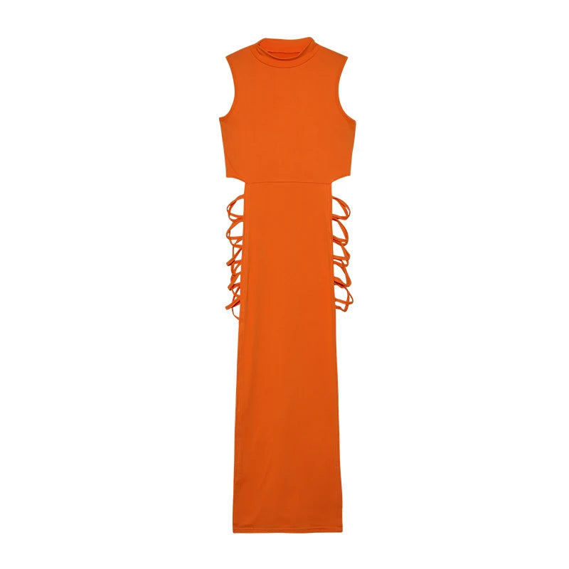 Robe Kiara longue ajourée à lacets sur les côtés