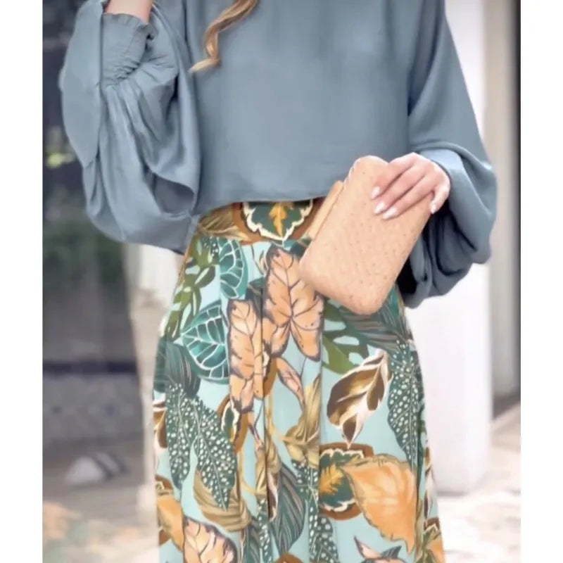 Pantalon Palazzo large imprimé Tropicale
