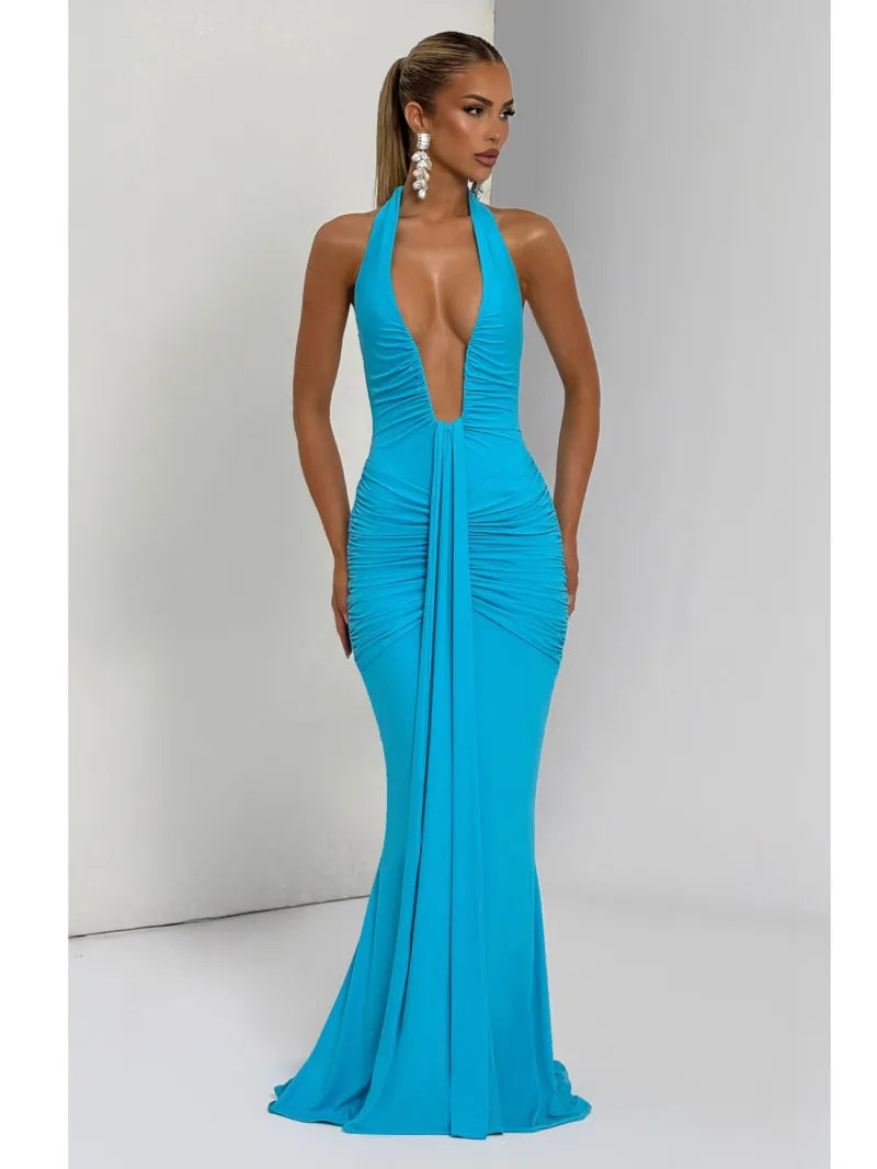 Robe longue Amaris – Décolleté drapé dos nu