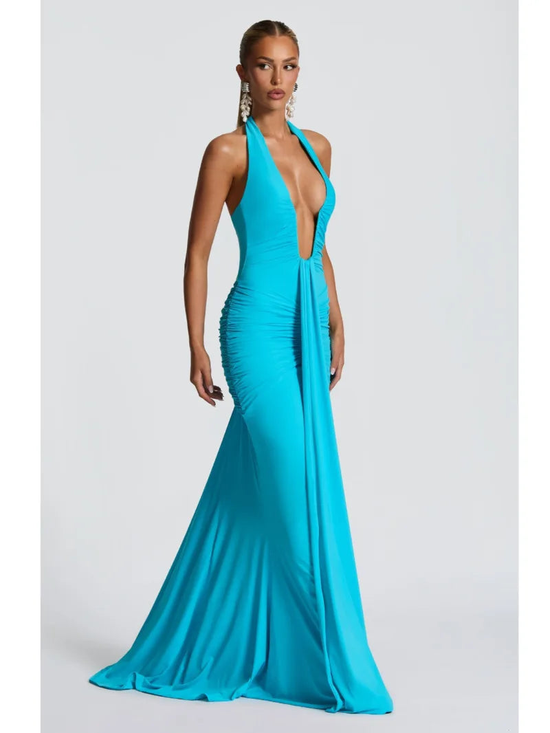 Robe longue Amaris – Décolleté drapé dos nu
