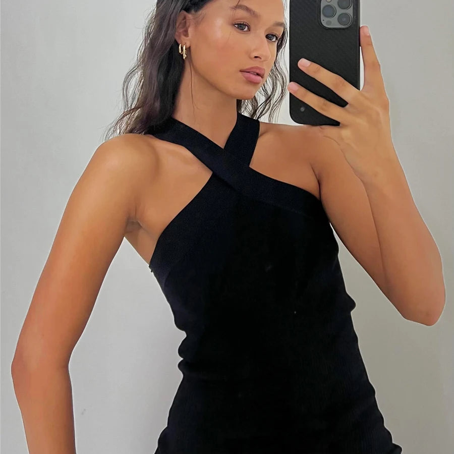 Robe Midnight – Mini robe noire dos nu