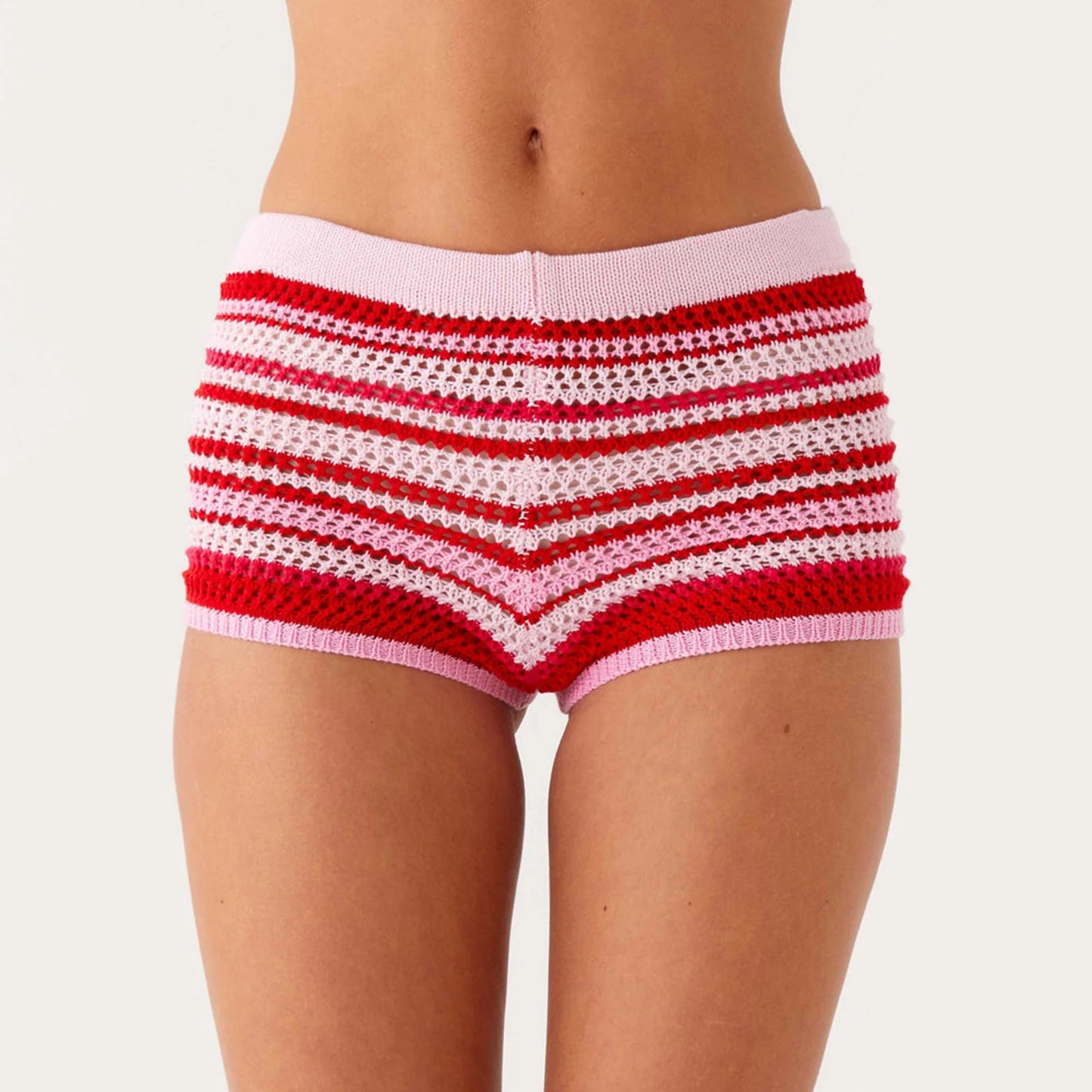 Short Y2K Wave – Mini short crochet rayé