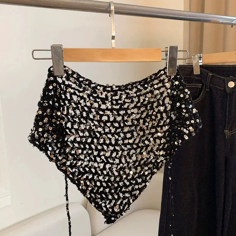 Foulard Soléa – Triangle crochet scintillant