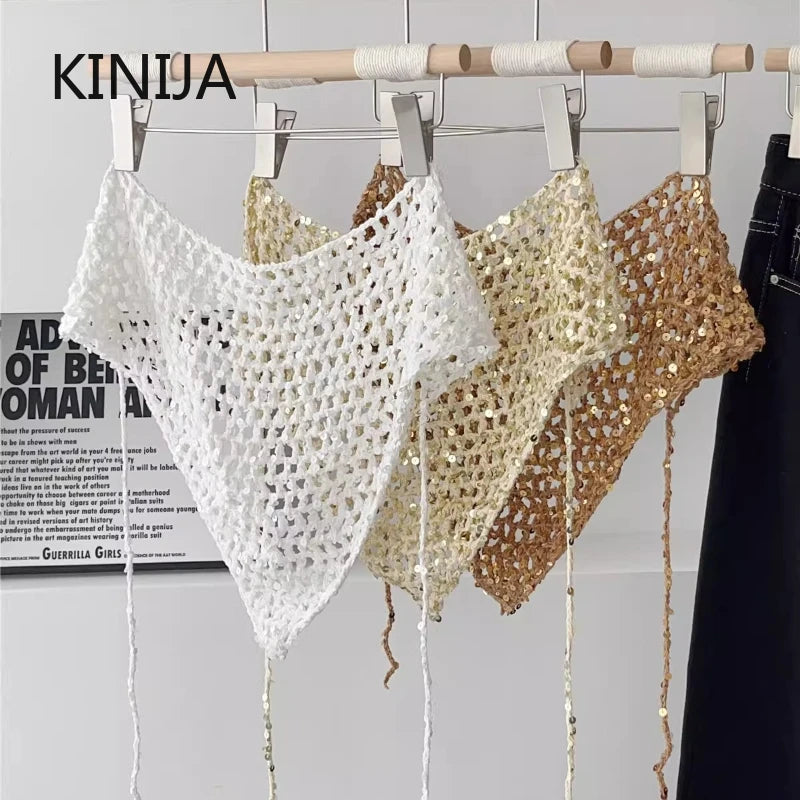Foulard Soléa – Triangle crochet scintillant