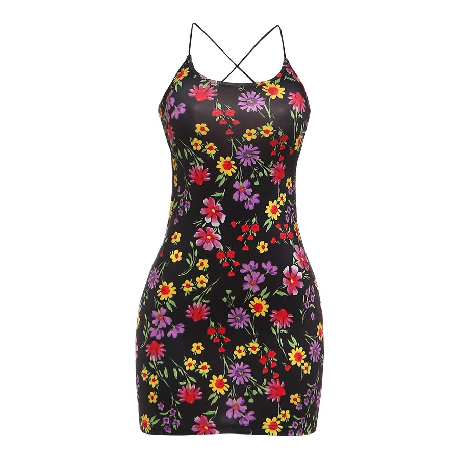 Robe Fleurie Yara – Mini robe noire imprimé floral